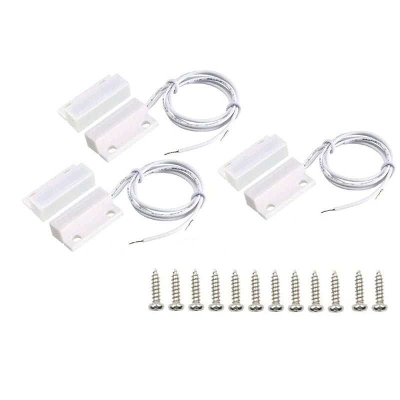 JING Magnetic Reed Switch MC-38 NC Surface Mount Wired Door Window Alarm, Magneti Door Switch, Contact Sensor, for Home Security and Burglar Alarm Magnetic Reed Switch,Sets of 3 - Image 1